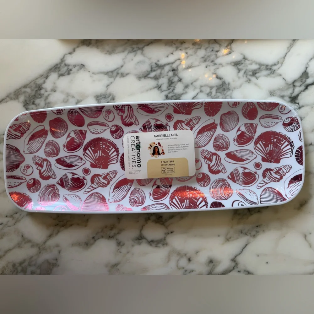 New Bundle of Three packs (9 trays) 17.5” plastic red shell serving platters